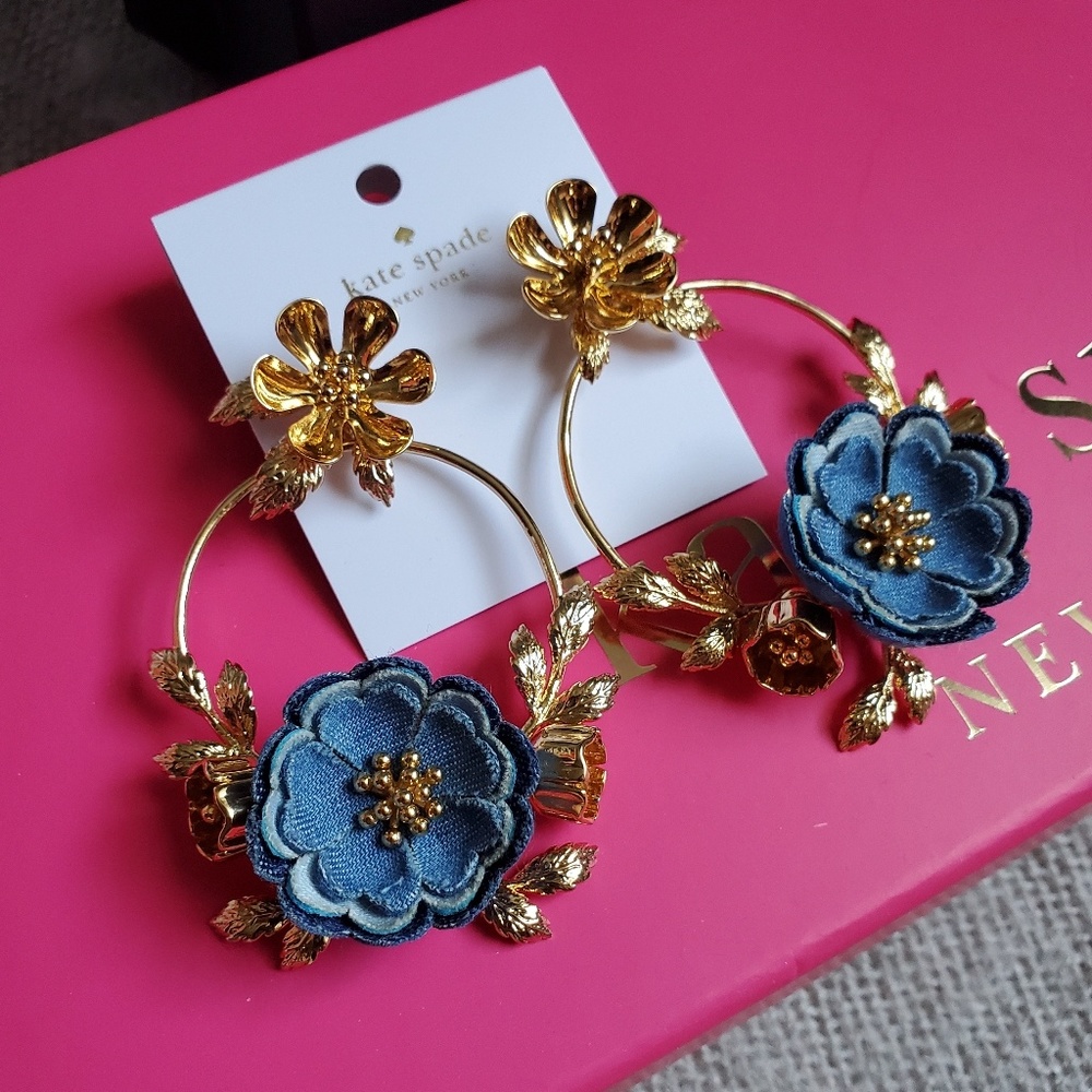 Kate Spade Flower Denim Earrings